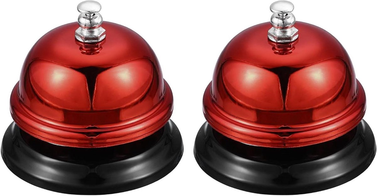 Tafelbel - Servicebel Lunchbel - Personeel Roepen - Koudgewalst Staal - 65 mm - Rood