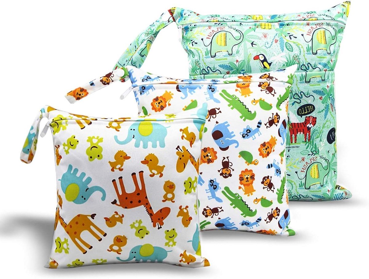 Natte Tas - Luier Reistas - Baby Verzorging - Dubbele Rits Scheiding - 36x30 cm - Groen