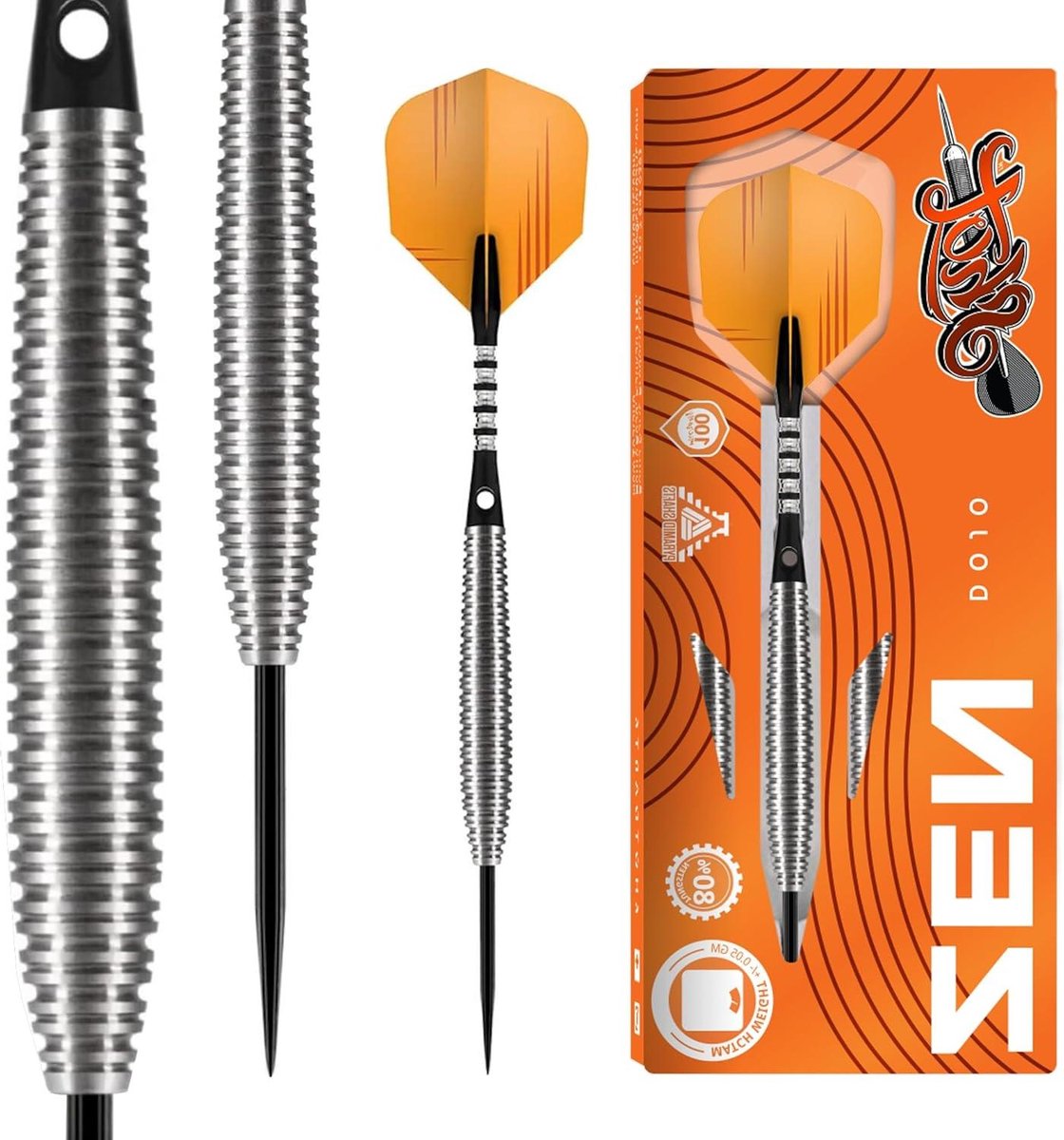 Steeldarts Zen Dojo - Dartpijlen Wolfraam - Precisie Dartgooien - Druppelvormige Barrel - 21 gram - Zilver
