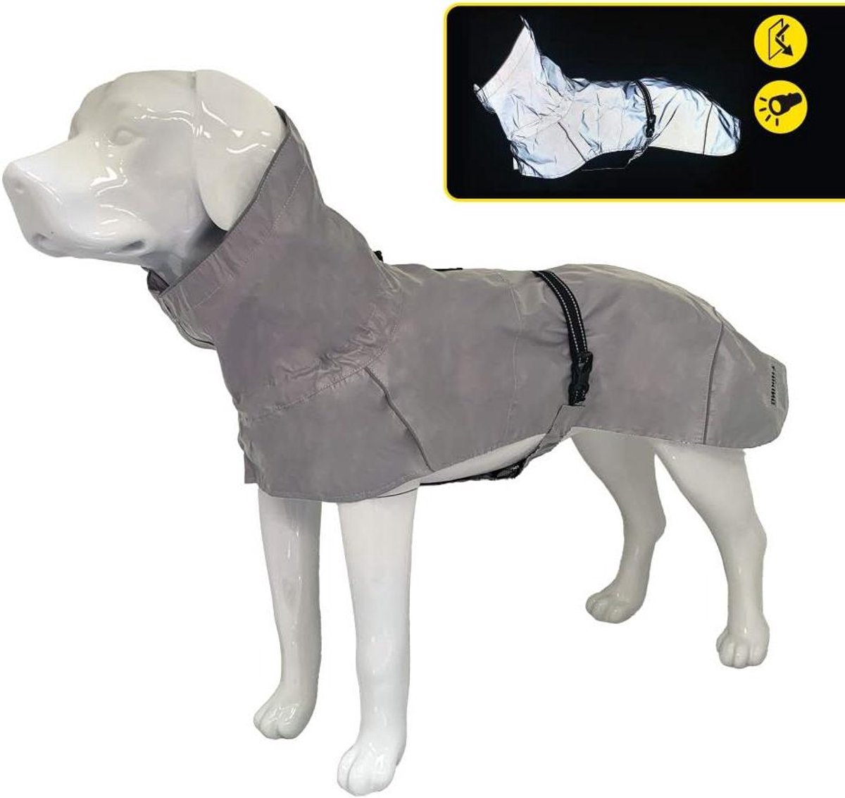 Hondenjas Waterdicht - Outdoor Hondenkleding - Wandelen met Hond - Volledig Reflecterend - 40 cm - Grijs