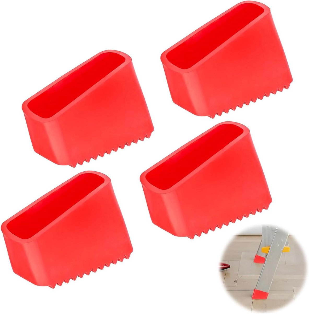 Rubberen Ladder Voetjes - Reservepoten Ladders - Veiliger Werken - Antislip Onderkant - 50 x 20 mm - Rood