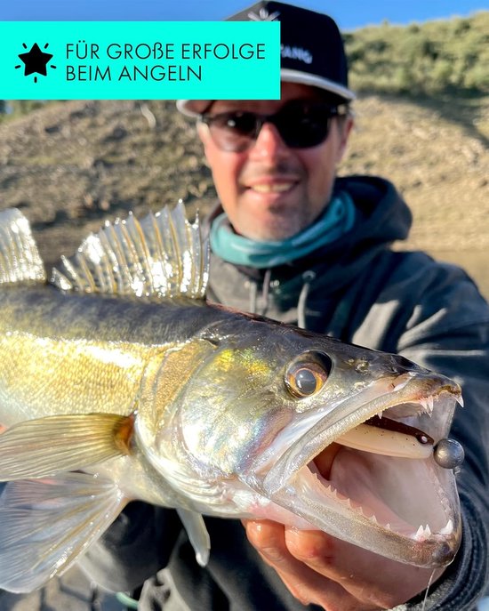 Gummi aasvisjes - Kunstaas vissen - Roofvissen vangen - UV-activiteit en visaroma - 95 cm - Bruin-wit — afbeelding 4