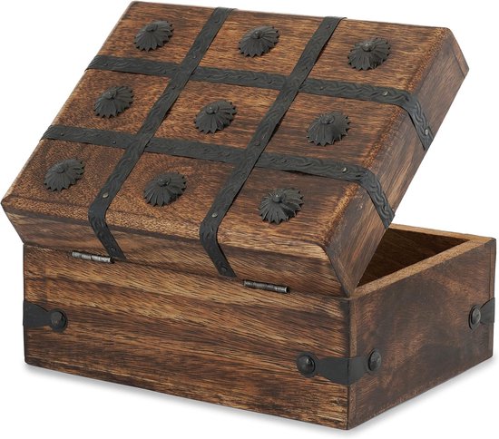 Handgemaakte Houten Schatkist - Decoratieve Sieraden- en Herinneringsdoos met Schelpenstroken, 8x6 Inch — afbeelding 5