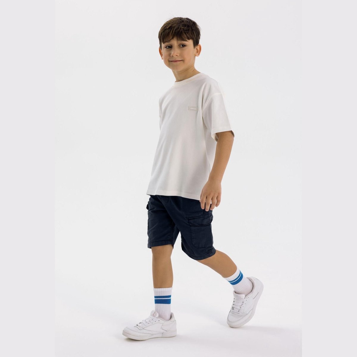 Minoti korte broek jongens cargo - katoen - donkerblauw