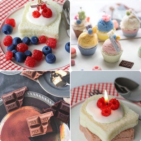 5 stuks kaars maken mal, 3D ijs bal en chocolade kaars mallen, 3D fruit siliconen fondant schimmel voor doe-het-zelf wax kaars, zeep, taart cupcake topper decoratie — afbeelding 2