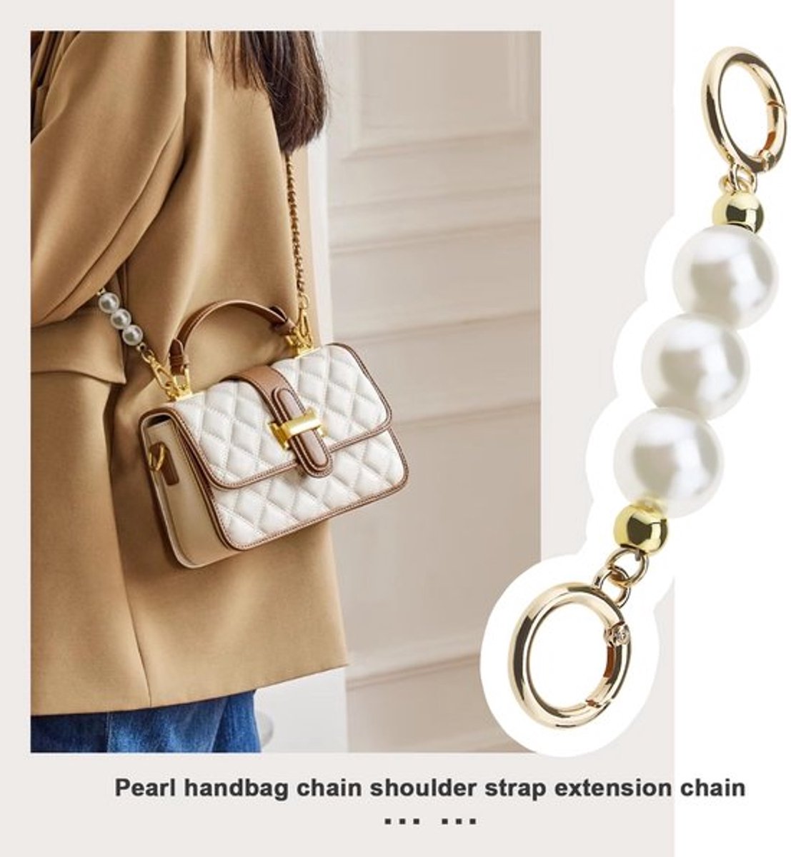 Onf3 - Handtas Ketting Strap Extender - Kunstmatige Parel Kraal