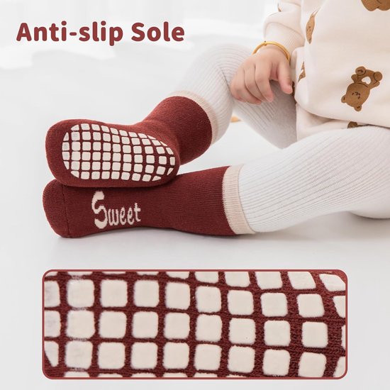 Babysokken Antislip Katoen - Kindersokken Winter Thermisch - Warmte en Comfort - Volledig Badstof Binnenkant - 5 Paar - Multicolor — afbeelding 3