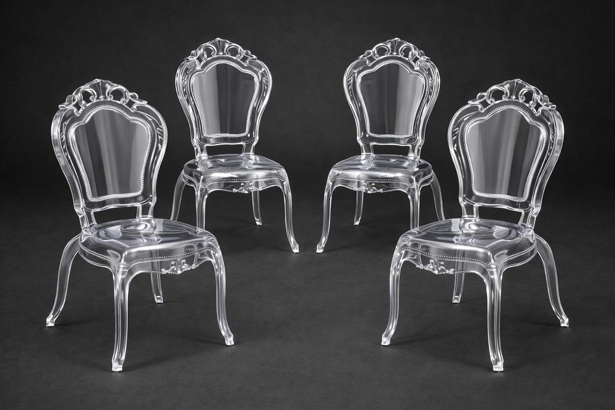 Set Stoelen - Polycarbonaat stoelen Keukenstoelen - Eetkamer inrichten - Transparant design - 53 x 50 x 975 cm - Transparant
