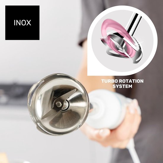 Staafmixer - Handmixer Blenders - Keukenwerk - Turbo Rotatiesysteem - 1000 Watt - Wit — afbeelding 4