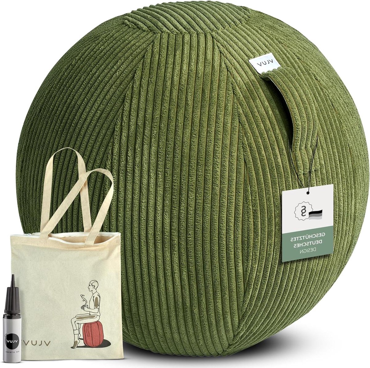 Ergonomische Zitbal - Fitnessbal Kantoor - Gezond Zitten - Gecertificeerde Ergonomie - 55 Centimeter - Olijfgroen