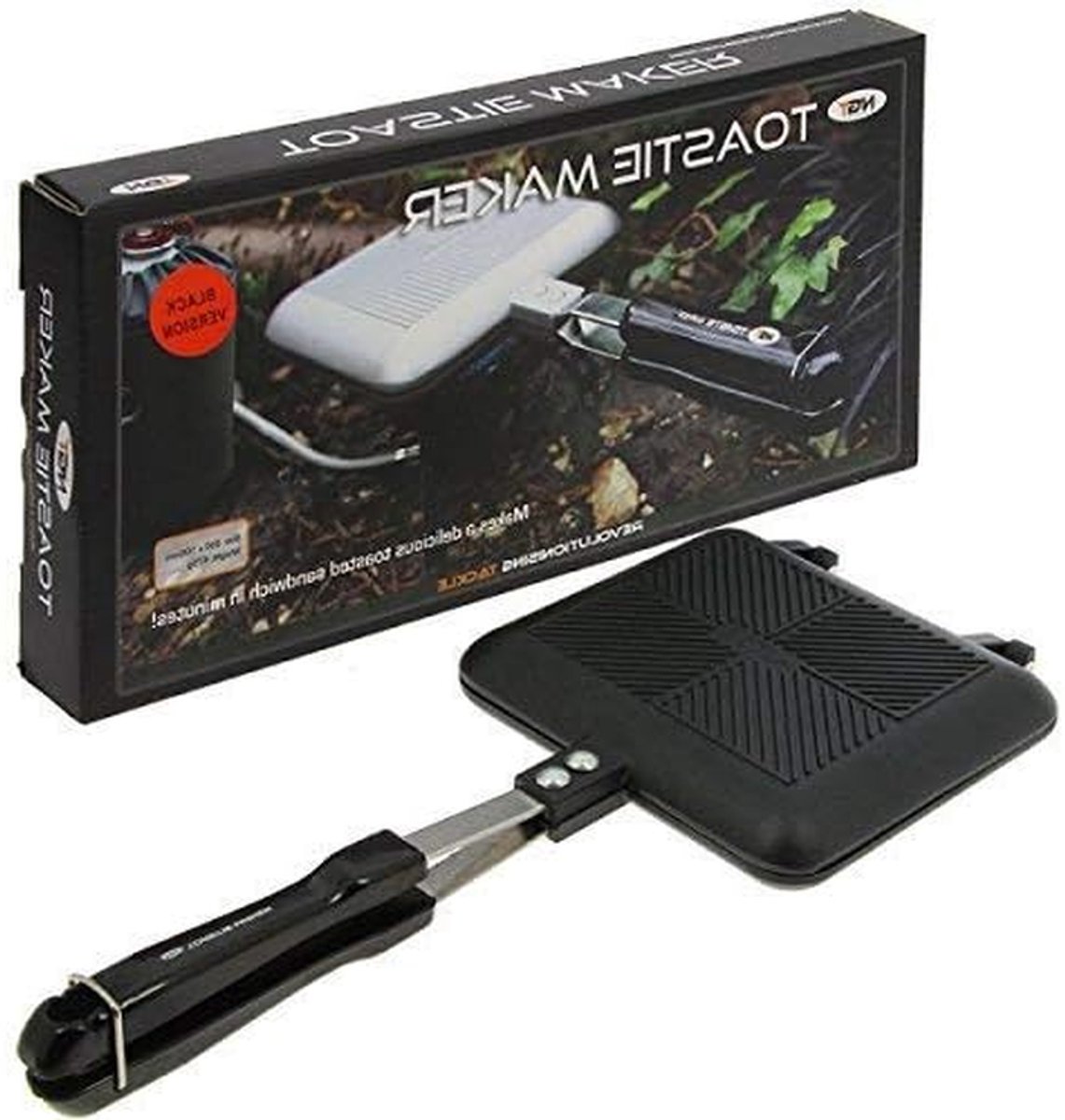 Tosti IJzer - Sandwich Maker Camping - Broodjes Maken - Lange Handgrepen - 35 x 16 cm - Zwart