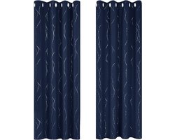 Verduisterende Gordijnen - Verduisteringsgordijn Raambekleding - Privacy Creëren - Drievoudige Weeftechnologie - 140 x 175 cm - Marineblauw