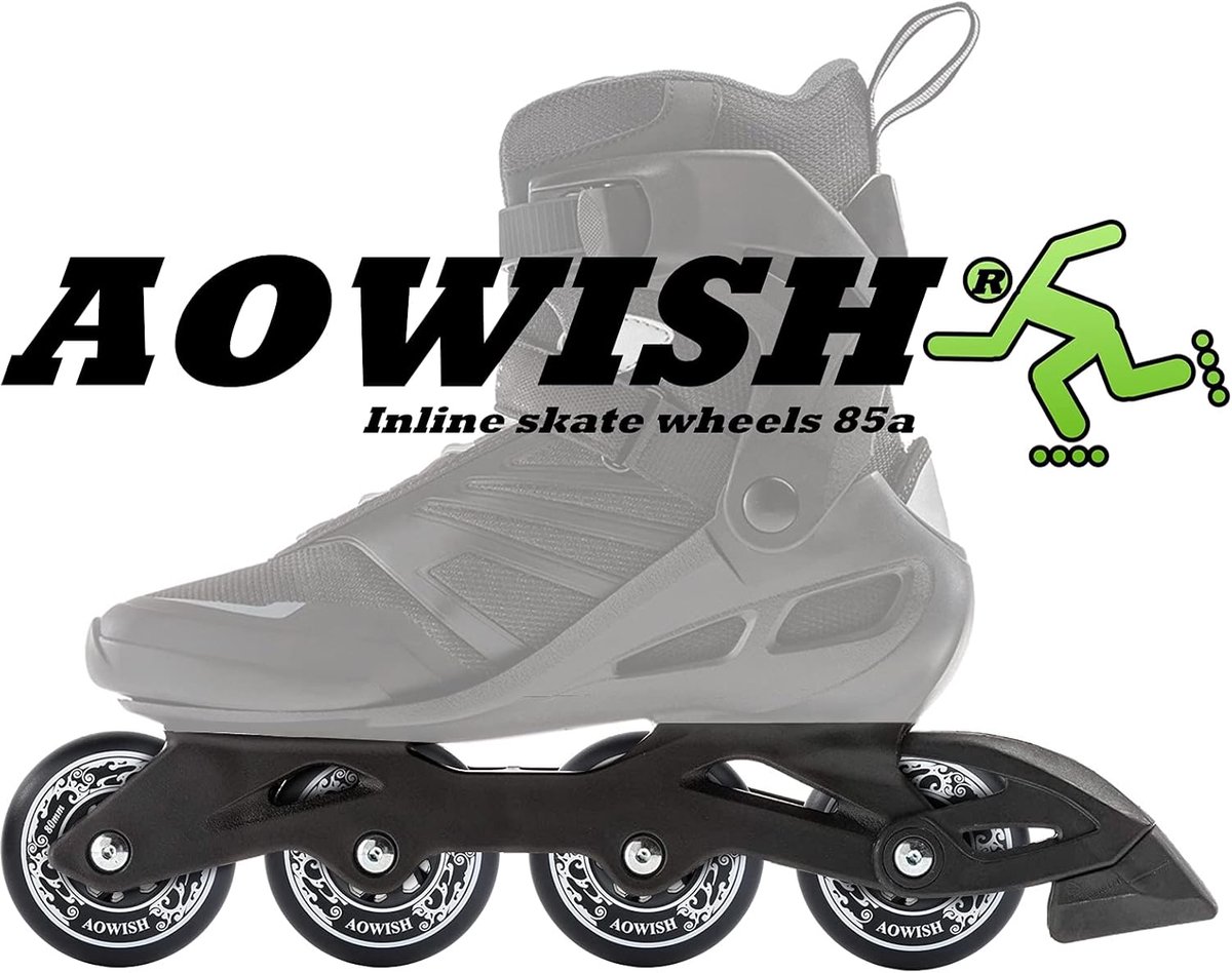 Inline Skate Wielen - Rolschaats Wielen Vervanging - Outdoor Skaten - 85A Hardheid Polyurethaan - 80 mm - Zwart