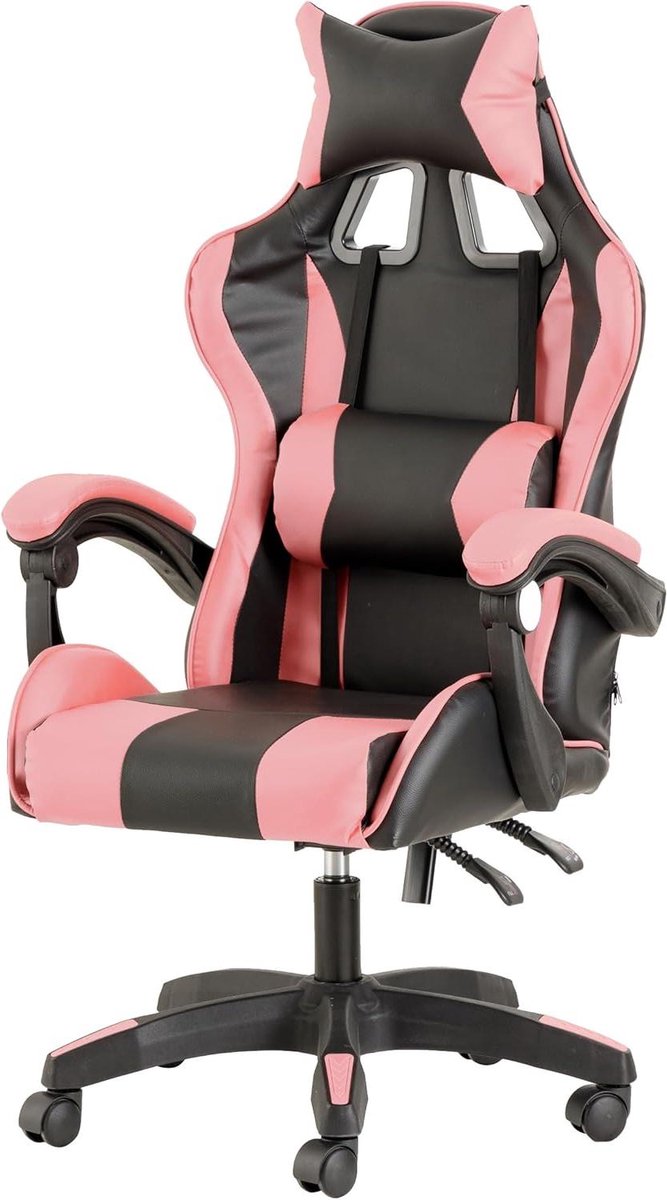 Gamingstoel - Bureaustoel PC stoel - Comfortabel gamen - Ergonomisch ontwerp - Verstelbaar 42-52cm zithoogte - Roze
