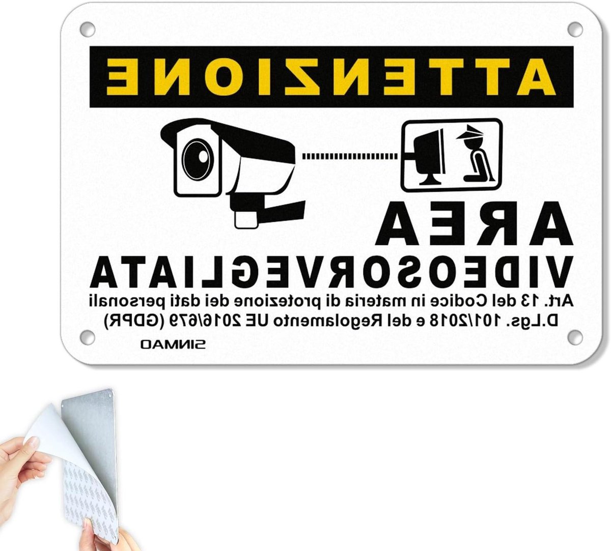 Waarschuwingsbord Videobewaking - Camera Beveiliging Schild - Terrein Beveiligen - Reflecterend Aluminium - 15x10 cm - Zilver