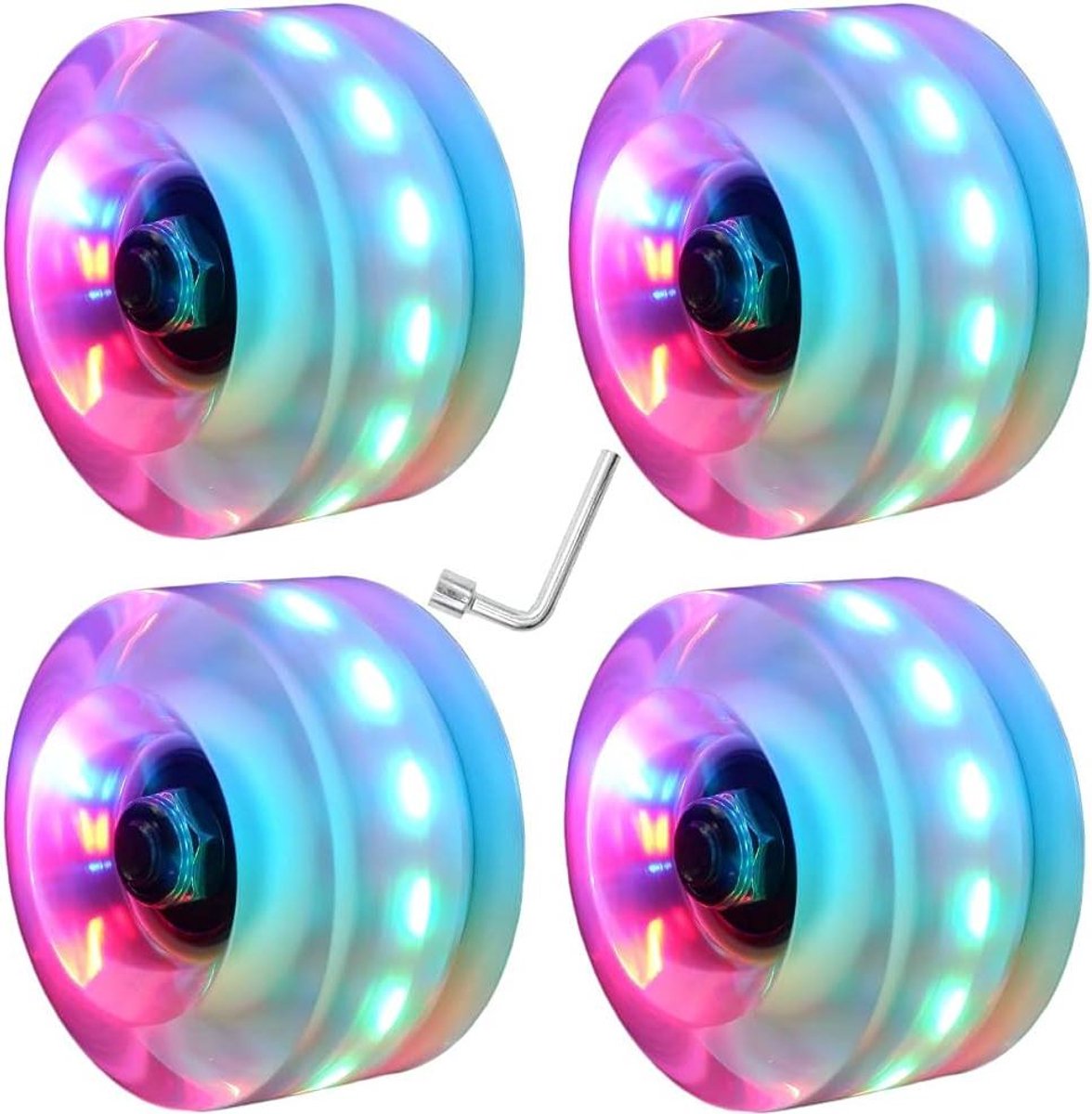 LED rolschaatswielen Lichtgevende wielen Skateboard wielen Schaatsen en skateboarden Zelfoplichtend bij beweging 32 x 58 mm