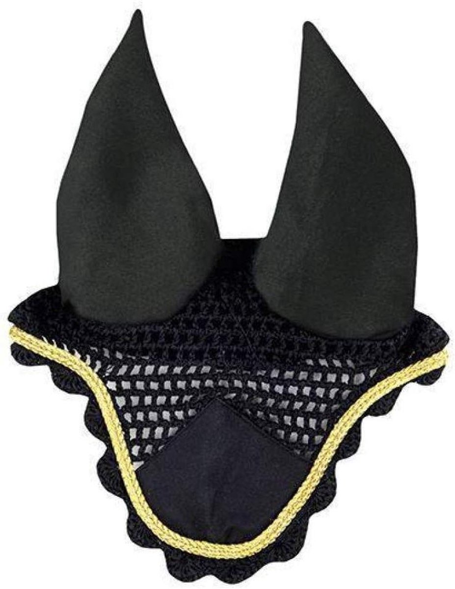 Oornet Paard - Vliegenmuts Insectennet - Paardrijden Bescherming - Ademend Materiaal - Full Maat - Zwart Goud
