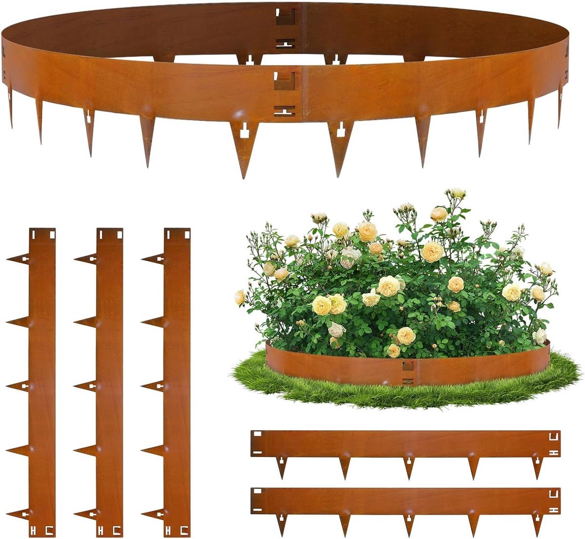 Gazonrand Metaal - Bloembegrenzing Staal - Tuinranden Creëren - Flexibel en Duurzaam - 537 cm - Cortenstaal