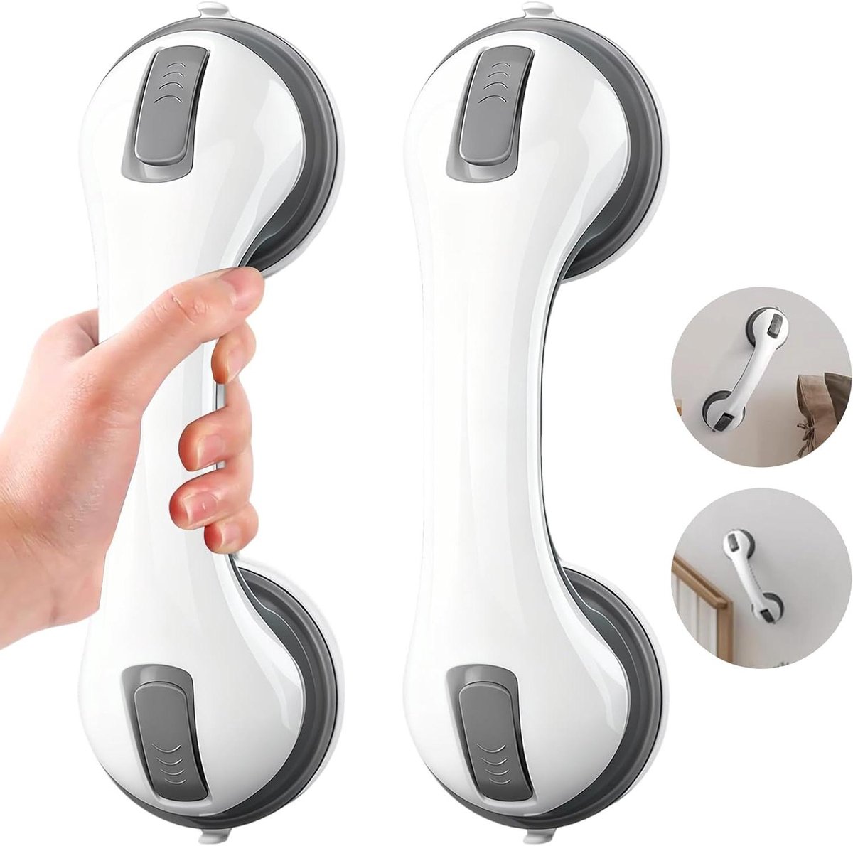 Zuignap Handgrepen - Veiligheidsgrepen Douche - Veiligheid in Badkamer - Zonder Boren Te Bevestigen - 30 cm - Wit