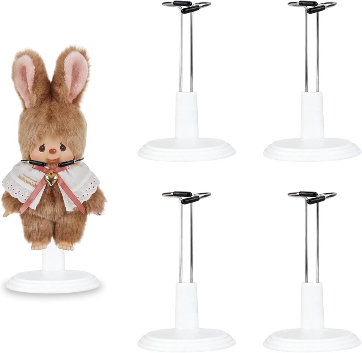 Poppenstandaard Set - Poppenhouder Display - Poppen Tonen - Verstelbare Hoogte - 4 stuks - Wit
