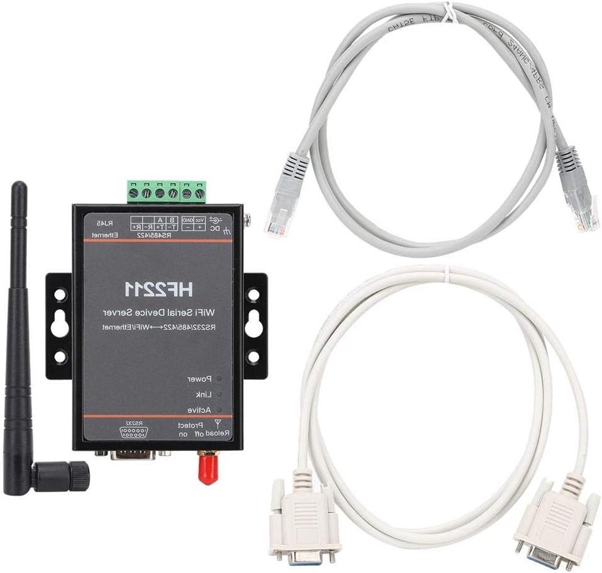 Seriële Server - Netwerkcommunicatie Apparaat - Data Overdracht - WiFi en Ethernet - 5-36VDC - Zwart