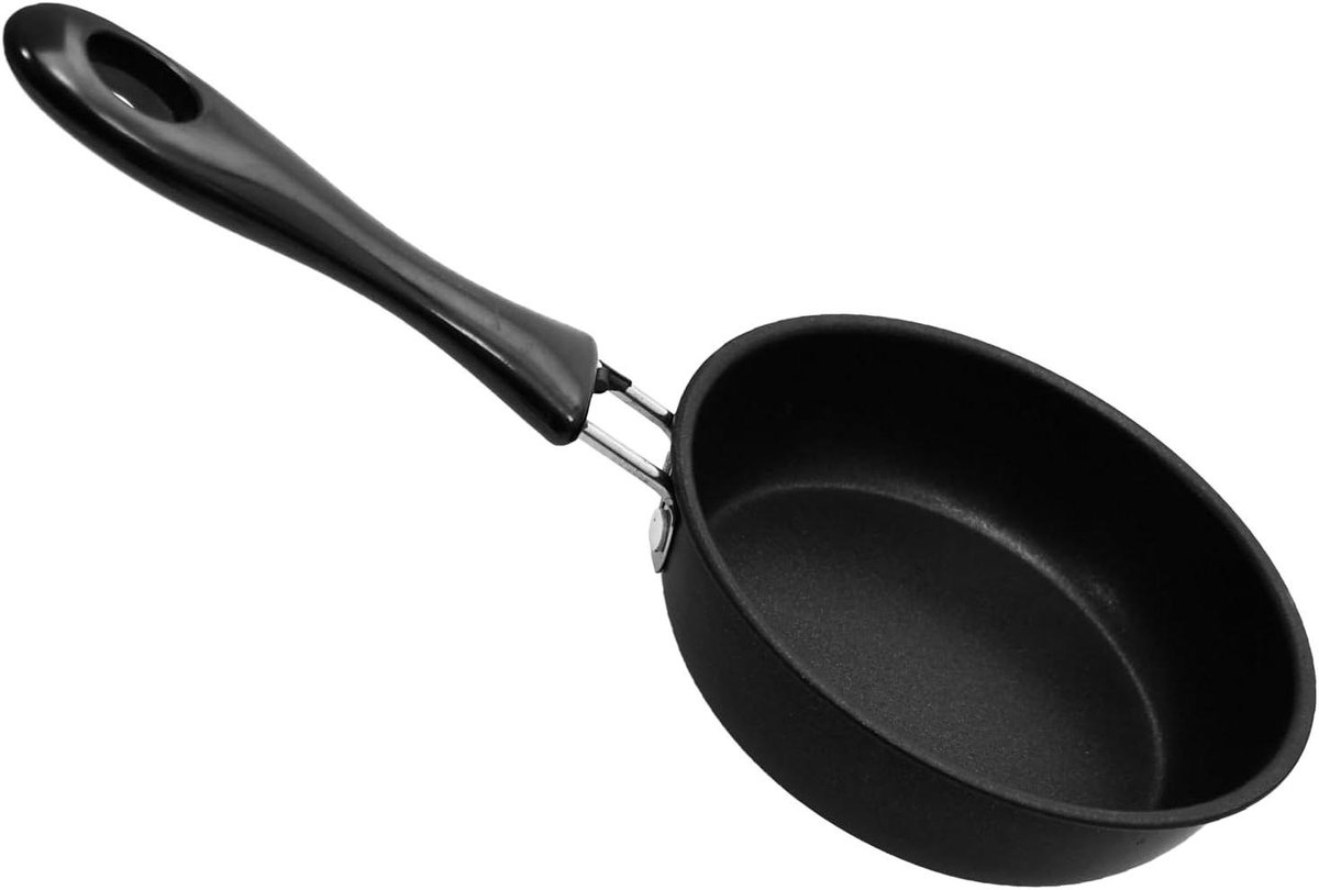 Mini Koekenpan - Eierpan Kleine Pan - Ontbijt Bakken - Antiaanbaklaag - 12 cm - Zwart
