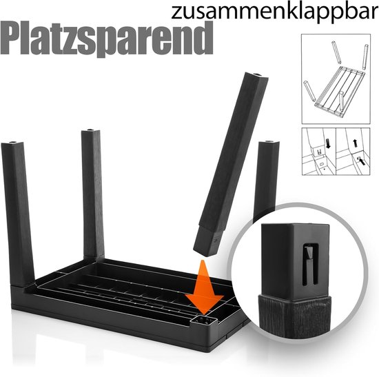Weerbestendige bijzettafel zwart voor binnen en buiten - Kunststof campingtafel/tuintafel — afbeelding 2