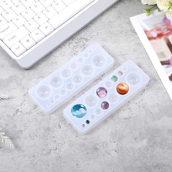 2 stuks cabochon siliconen vormen set, ronde hars edelsteen siliconen mallen cabochon siliconen mallen epoxyhars voor doe-het-zelf hangers halsketting oorbellen sieraden knutselaccessoires — afbeelding 3