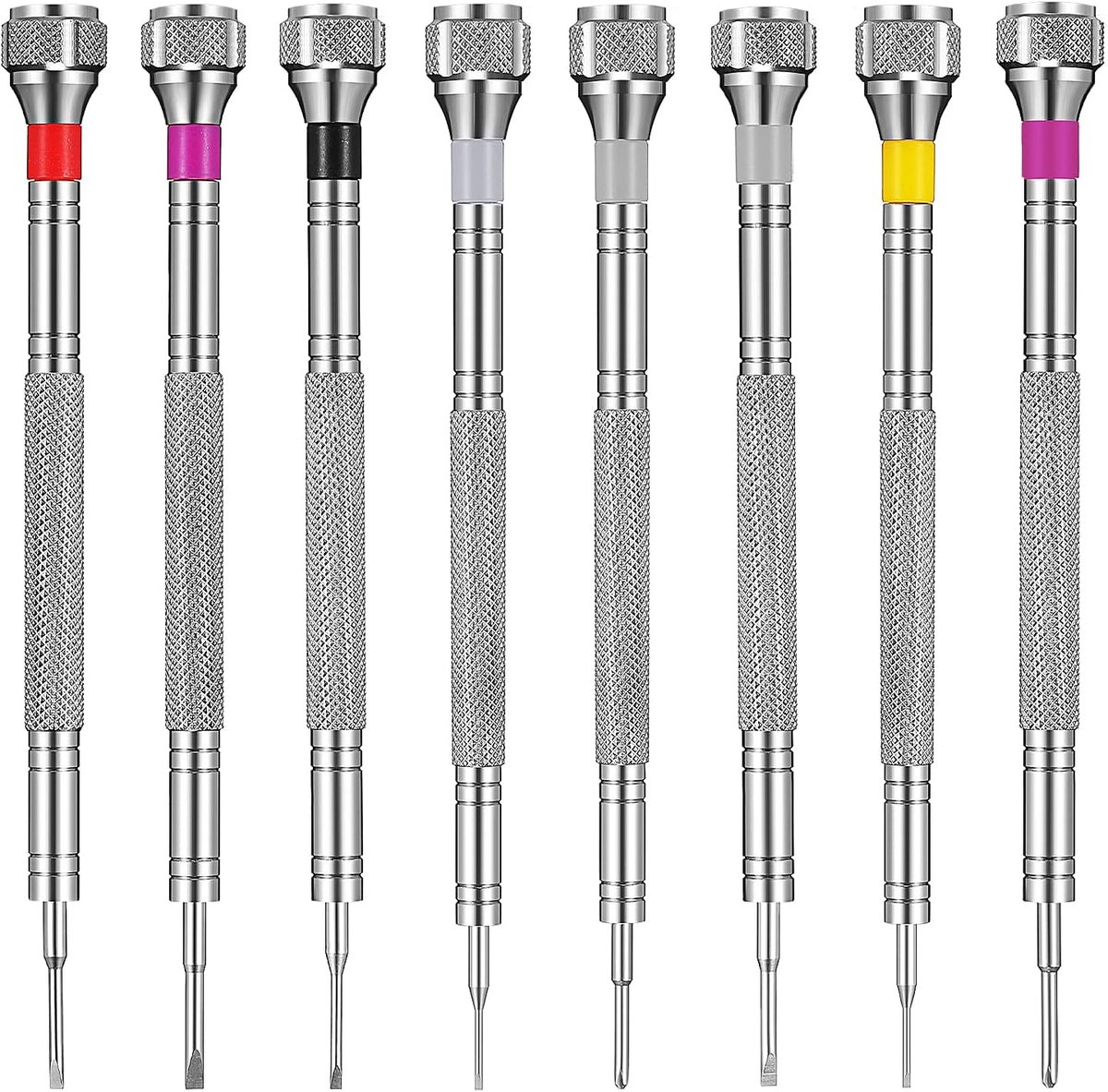 8 stuks precisieschroevendraaiers, juweliersschroevendraaierset, horlogereparatie-schroevendraaierset 0,6/0,8/1,0/1,2/1,4/1,6 mm, microschroevendraaiers voor reparatie van horloges en brillen