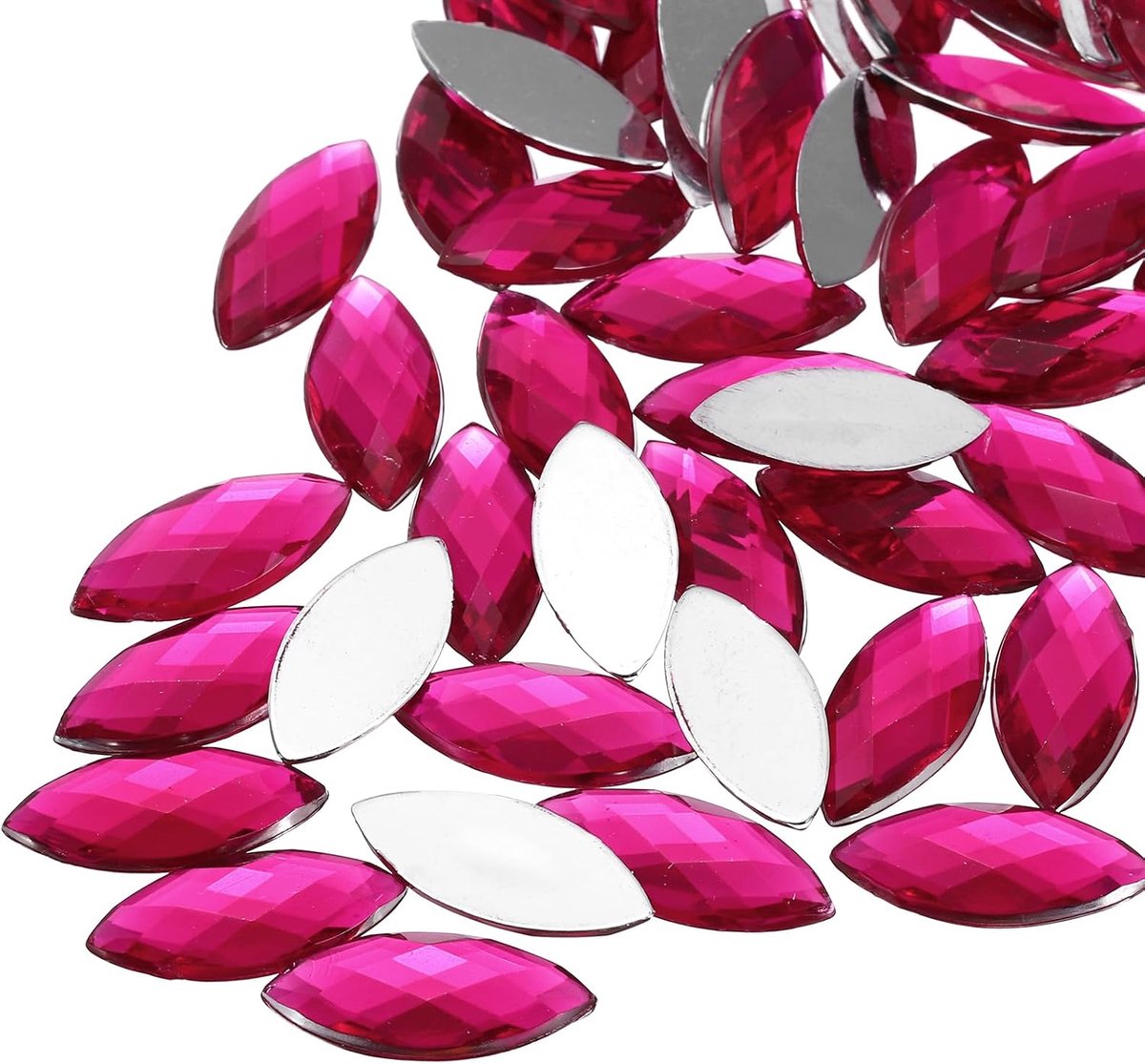 50 stuks acryl paardenoog edelstenen, warm roze strass-steentjes 20 x 9 mm platte achterkant edelstenen platte achterkant kristal strass-steentjes groothandel edelstenen