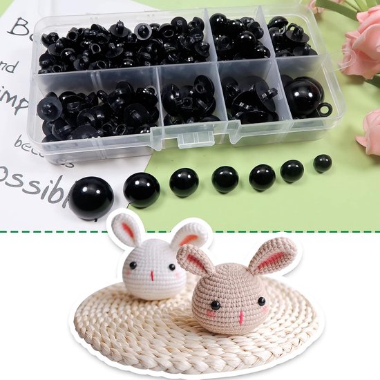 Ogen 8 tot 17 mm Zwart Kunststof Knopen Naaienopen voor Zachte Pop Maken Diy Craft Pluche Dier — afbeelding 4