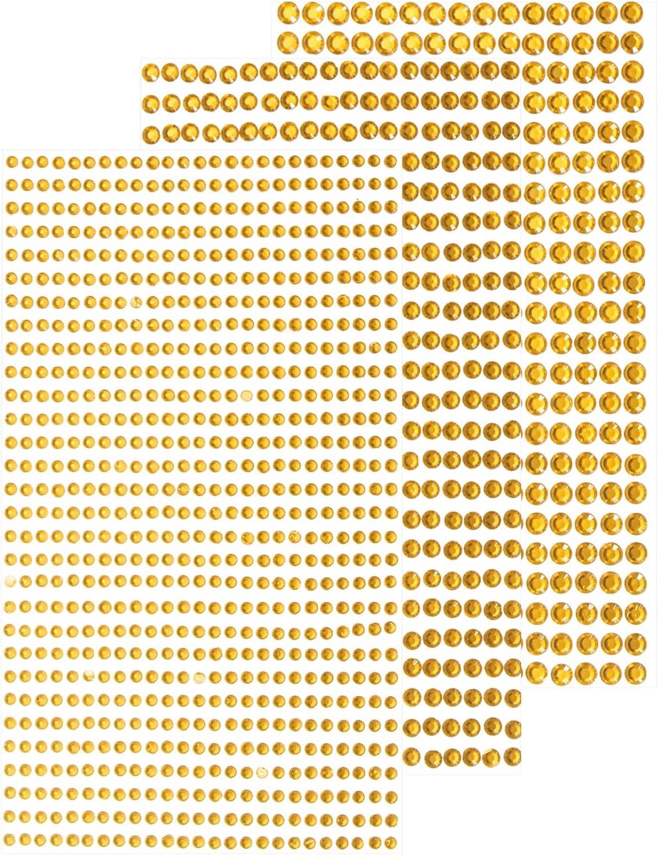 1532 stuks 3 vellen strass-steentjes 3/4/5 mm zelfklevende strassteentjes glitterstickers voor doe-het-zelf decoratie knutselen, goud