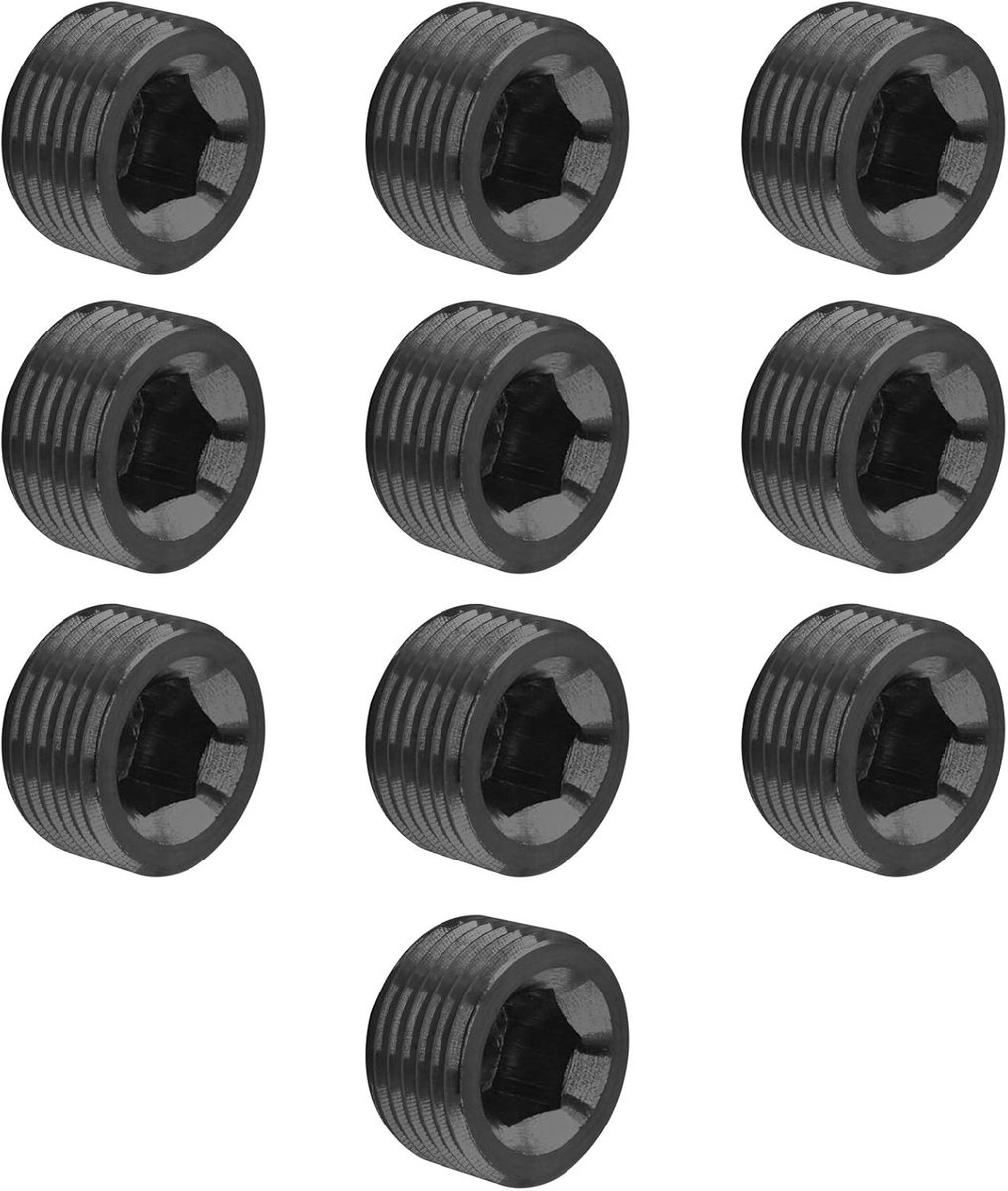 10 Stks Koolstofstaal 1/4 ''NPT Mannelijke Pijp Plug Fitting Assortiment Set Interne Hex Draad Socket Pijp Plug Kit