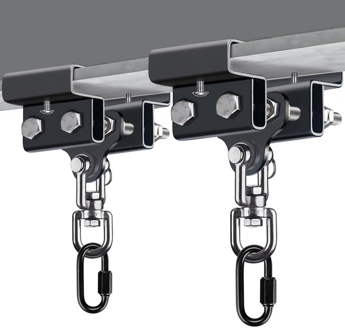 9,4-17 cm bokszakhanger, 2 stuks dubbele klem, zware straal, hangende hardware montagebeugel, karabijnhaak, draaibare haak voor binnen en buiten, boksen, Muay Thai-training, tot 400 kg