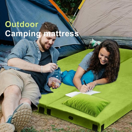 Camping Matras - Slaapmat Opvouwbaar - Kamperen en Reizen - Traagschuim Dubbellaags - 75x30x3 inch - Groen — afbeelding 2