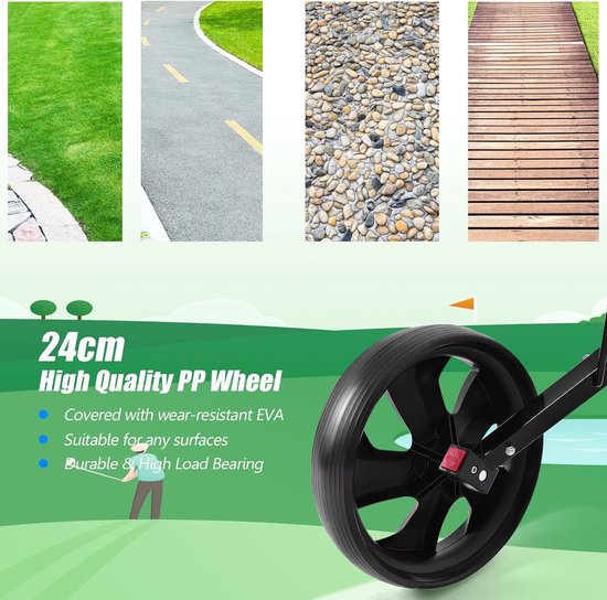 Golftrolley met 2 wielen - Golfkar Golfwagen - Golfen op de baan - Opvouwbaar ontwerp — afbeelding 5