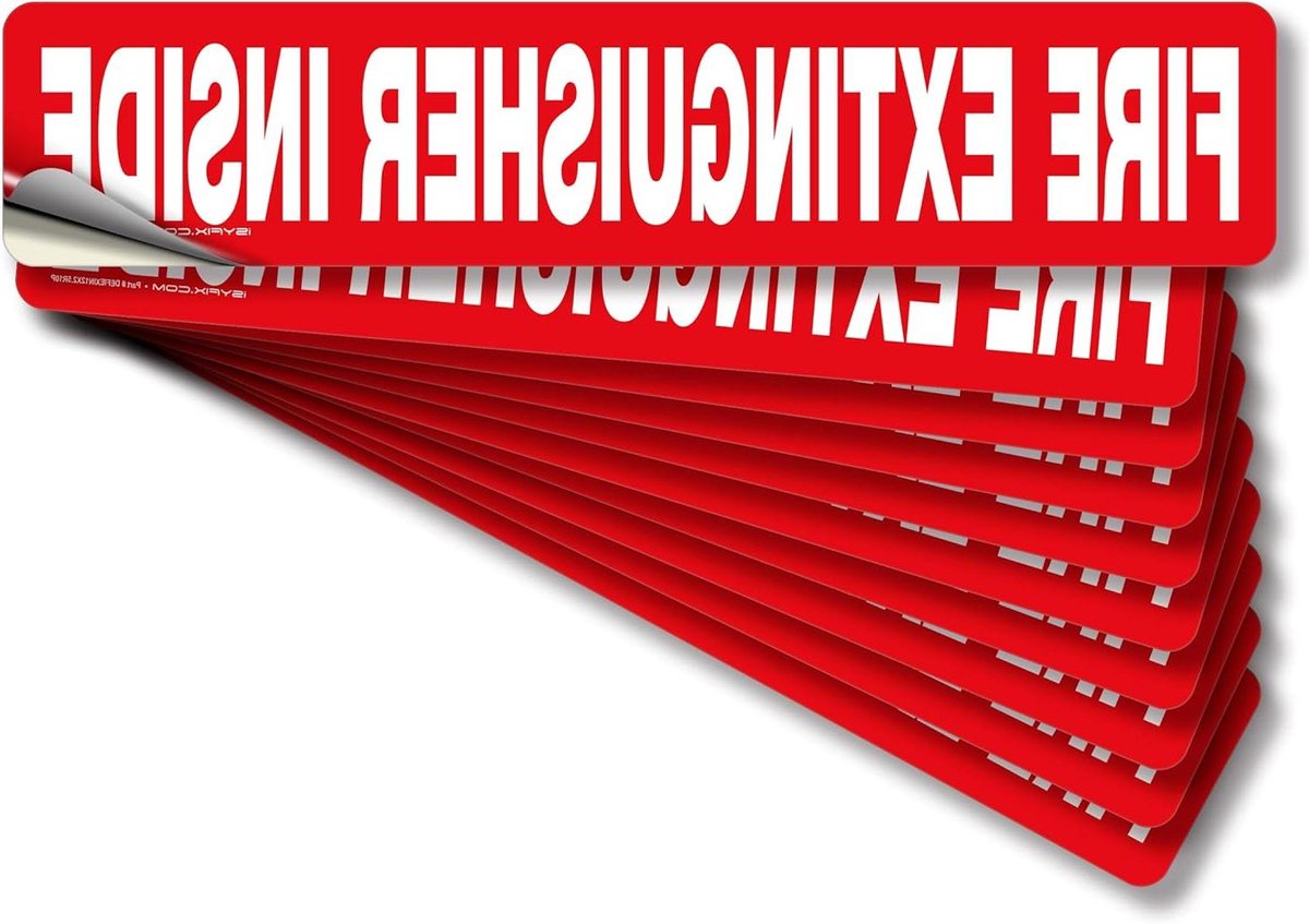Brandblusser Stickerbord - Waarschuwingssticker Brandblusser - Veiligheid Aangeven - Zelfklevend Vinyl - 30 x 6 cm - Rood