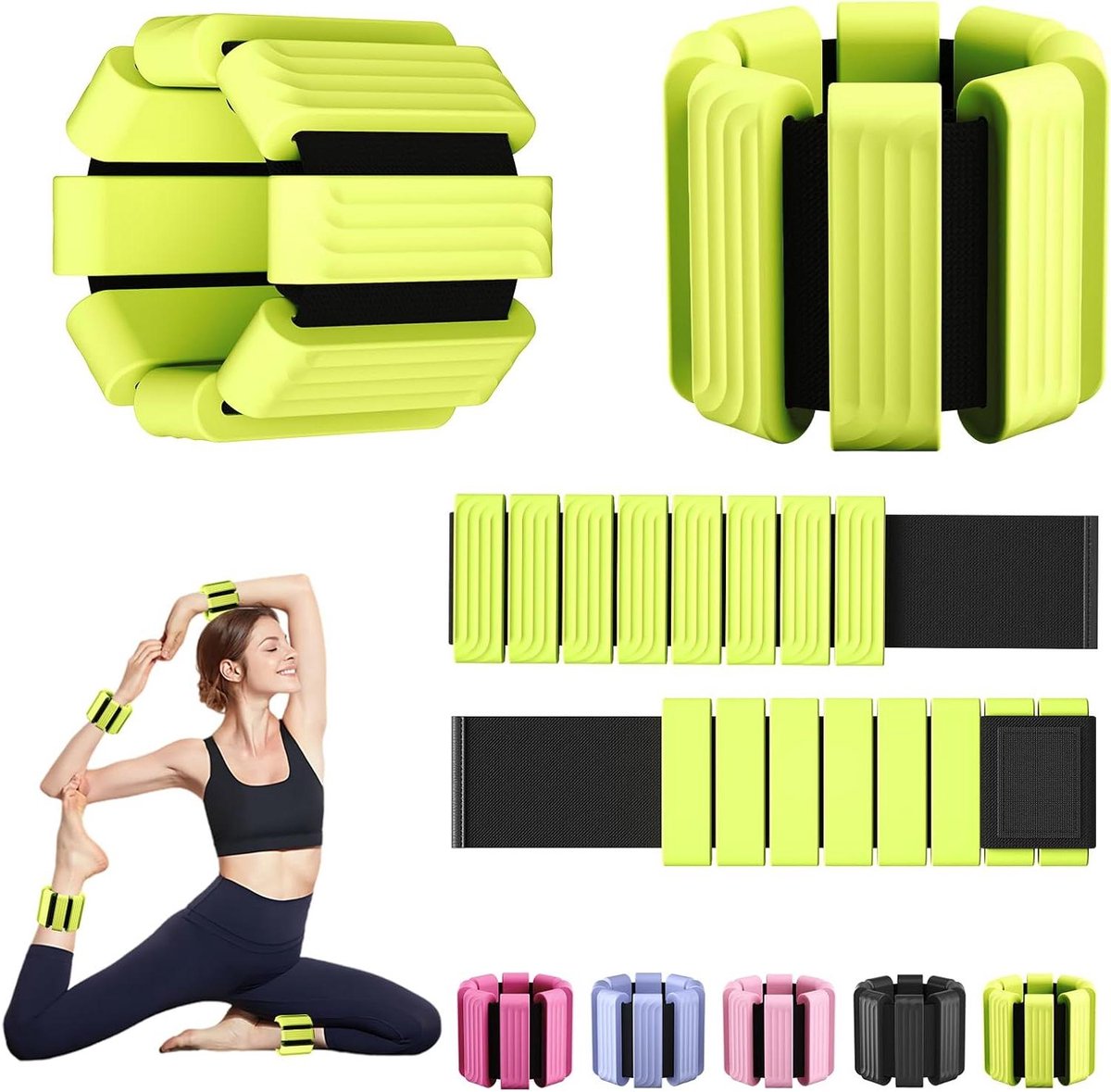 Verzwaarde Armbanden - Enkelgewichten Polsgewichten - Fitness Training - Verstelbaar Ontwerp - 2 lbs Set - Groen