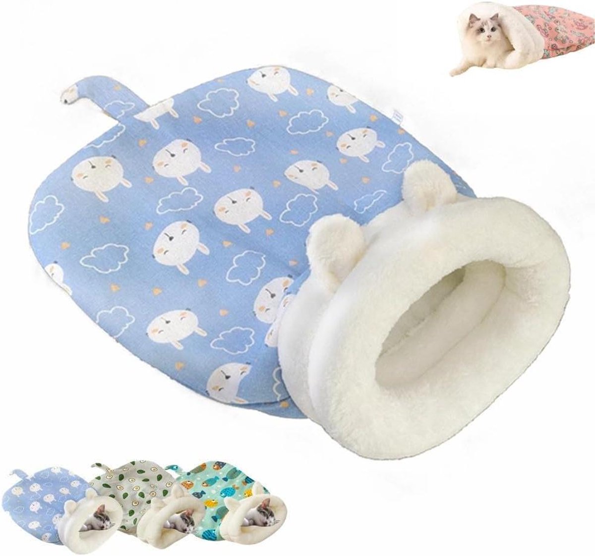 Katten Slaapzak - Kattenmand Cocon - Dieren Warm Houden - Zelfverwarmend - 55 x 45 cm - Blauw