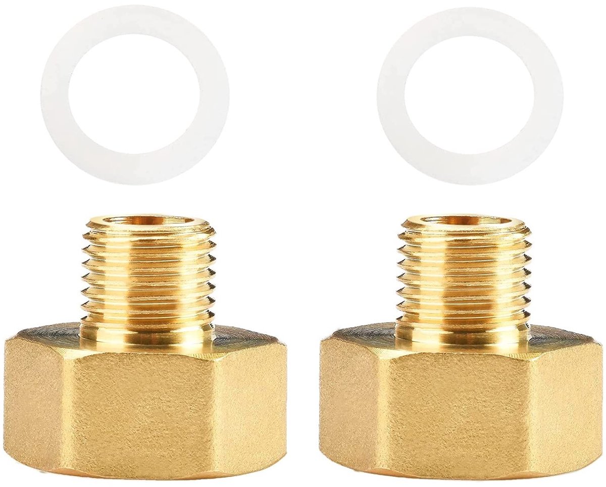 1/4 naar 1/2 inch van messing, 2 stuks verloopverlenging met afdichtring, Buisverbindingen: Geschikt voor Keuken, Tuinirrigatie, Industriële Transport, Waterleiding & Afvoer