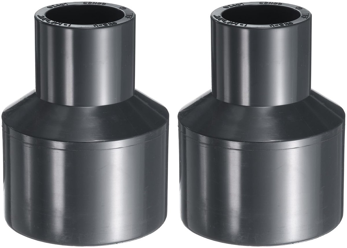 2 stuks PVC verloopstuk koppeling, 1-1/2 x 3/4 inch verhoger/verloopstuk, koppeling, buis, beslag, adapter, DWV-kanaal, verloopstuk voor riolering, hygiënische afvoer, watervoorziening