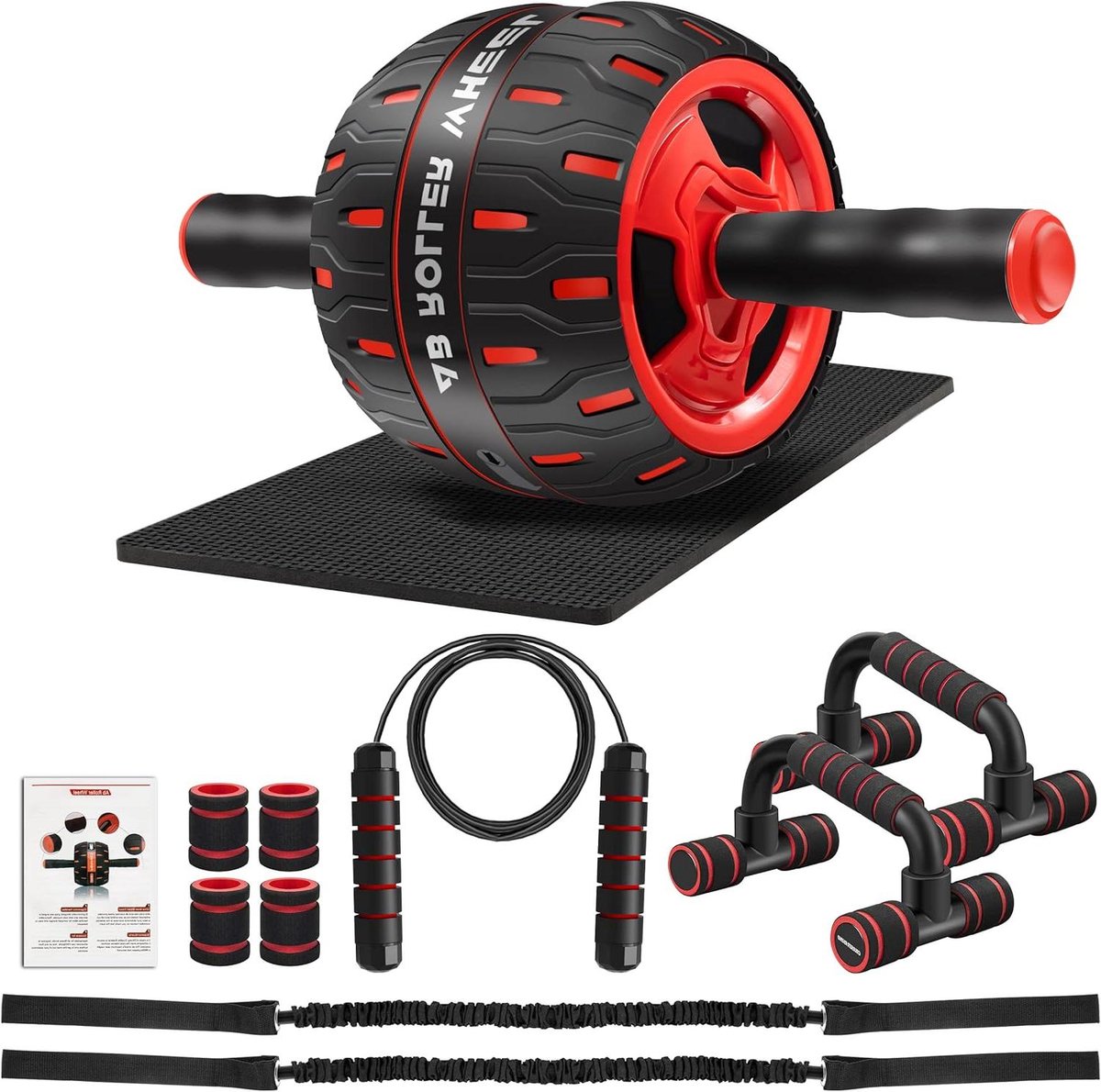 Buikroller Set - Ab Roller - Core Training - Automatische Rebound - 13.5 cm breed - Zwart