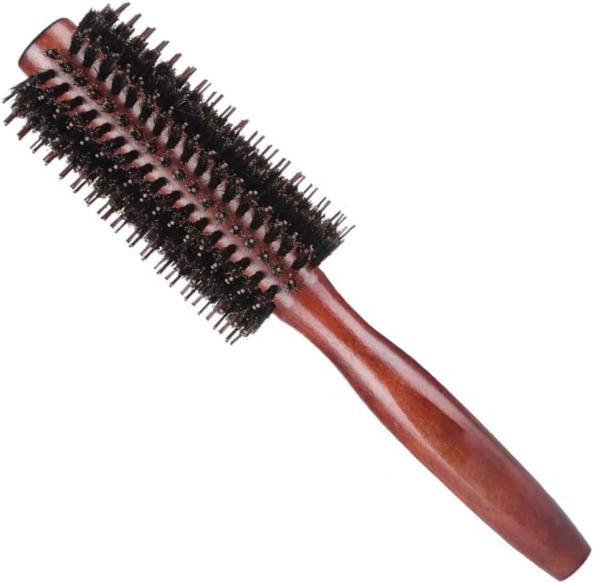 borstel om te drogen, ronde haarborstel van wildzwijnharen, nylon borstelharen met rol voor pony, fijn haar, krullen, drogen, stylen, krullen (groot)