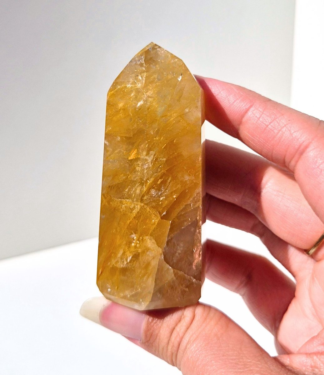 ThaleiaDesign - Golden healer toren - Edelstenen en Mineralen - Kristallen - Edelsteen punt - Spiritualiteit - Woondecoratie - kwarts - cadeau vrouw - moederdag - intuïtie en gevoel - balans - meditatie - yoga