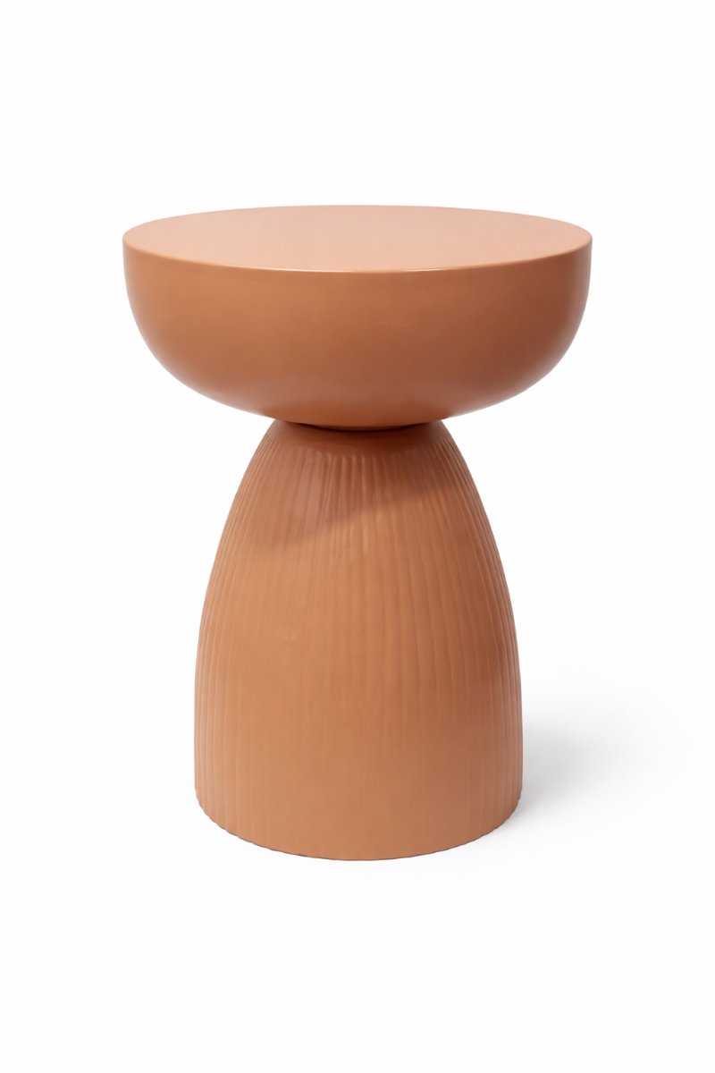 Bijzettafel Amber Terra Oranje – Rond Metalen Tafeltje Ø35 cm – Hoogte 48 cm – Stijlvol Woonaccessoire - Branded By