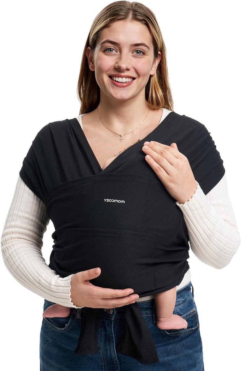 Draagdoek baby - Draagband baby - Pasgeborenen dragen - Eenvoudige bindtechniek - Tot 9 kg - Zwart