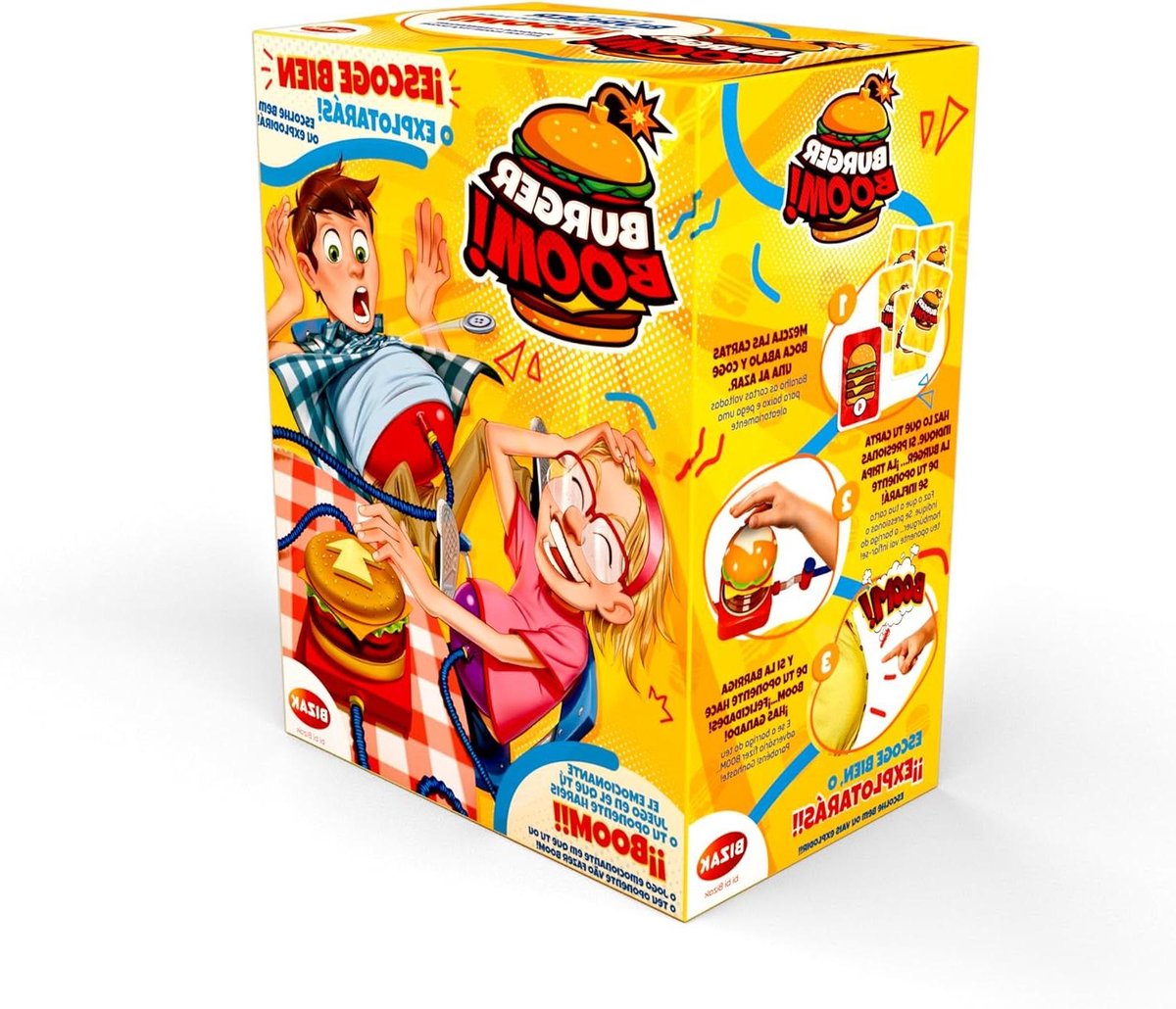 Burger Boom spel - Opblaas spel - Gezinsspel spelen - Buik van tegenstander opblazen