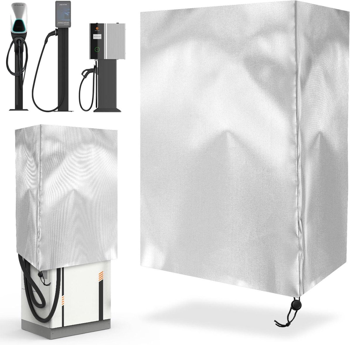 Weerbestendig dak - Beschermhoes laadstation - Oplader beschermen - Oxford stof - 70 x 35 cm - Zilver