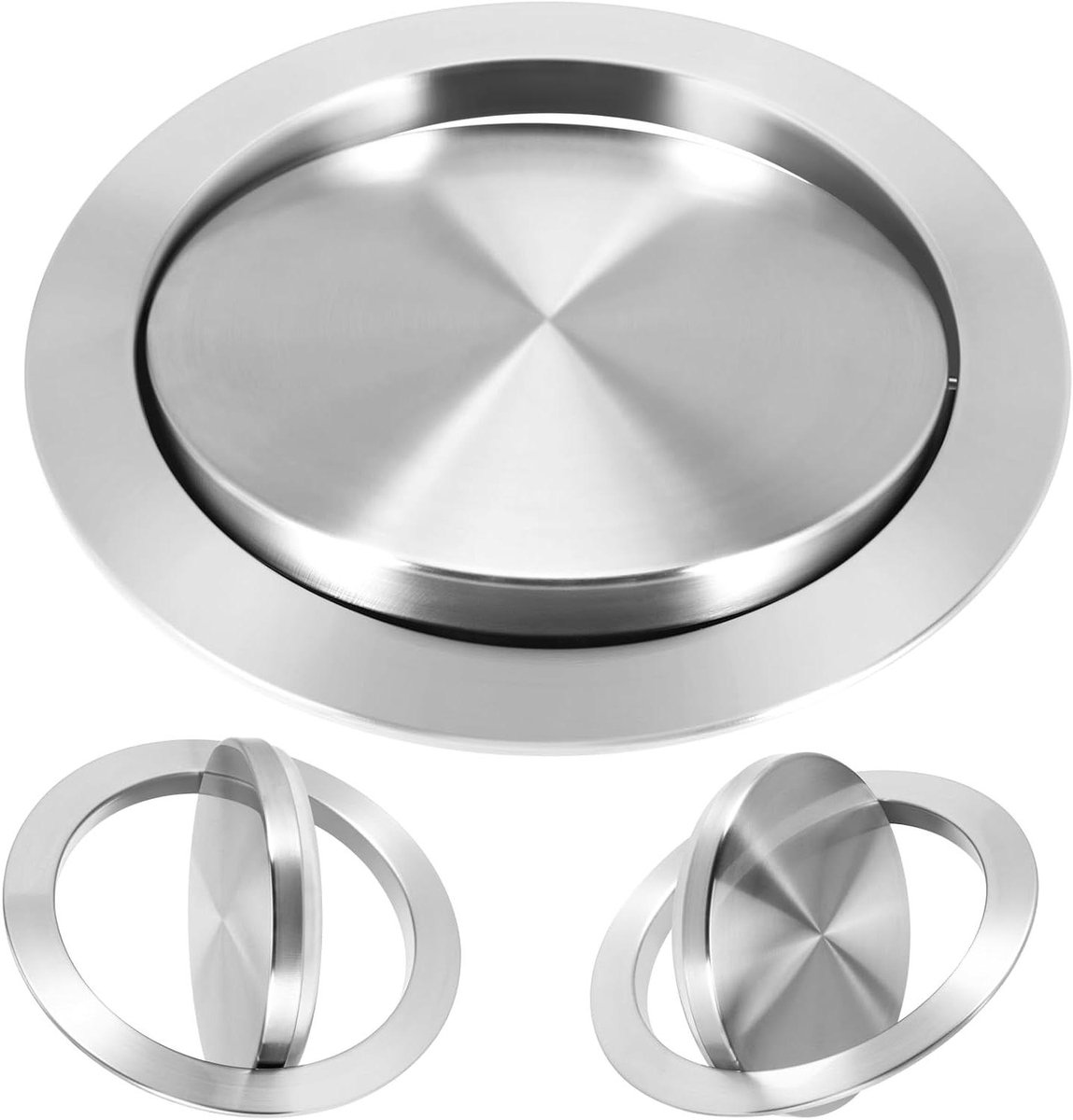 Ronde Afvalbak Deksel - Keuken Tafel Deksel - Afval Verbergen - Verdikte Roestvrij Staal - 230mm Diameter - Zilver