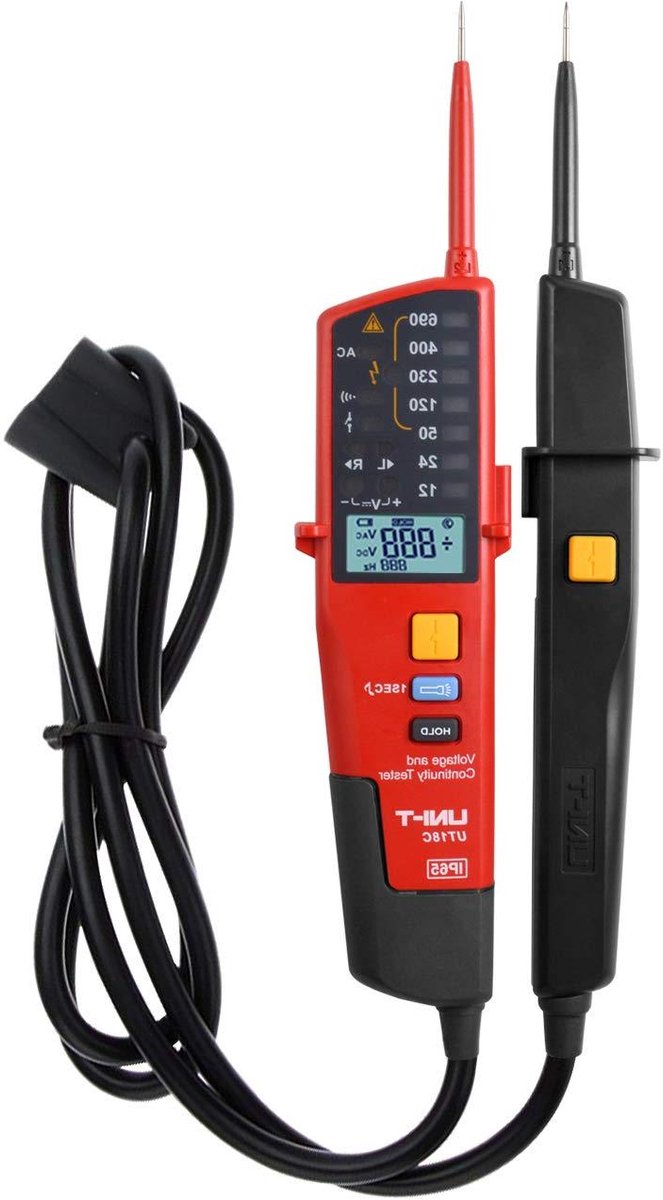 Spanningstester - Continuïteitstester Spanningsmeter - Elektrische Installaties Controleren - IP65 Waterdicht - CAT IV 600V - Zwart